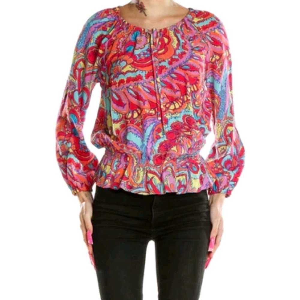 Lilly Pulitzer 100% Silk Top Womens‎ Medium Floral Fitted Waist